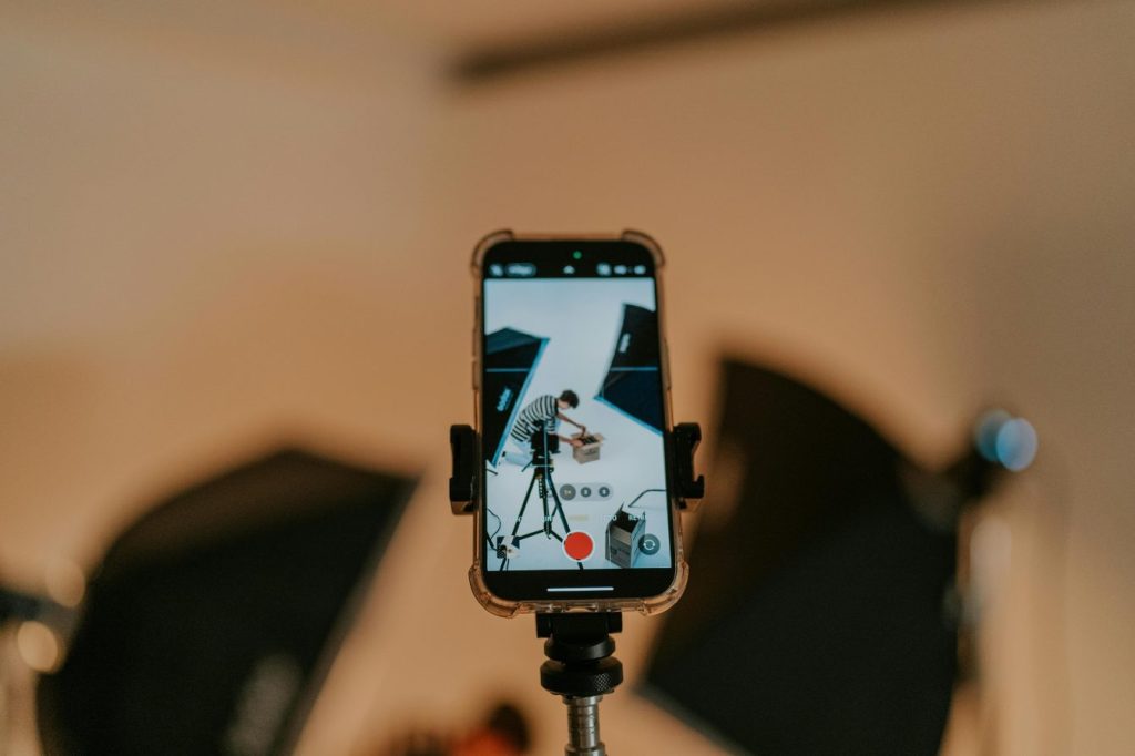 iphone on tripod for video marketing campaign