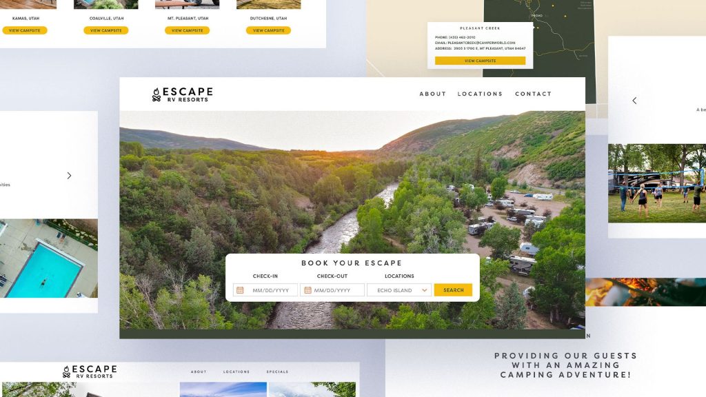 escape RV web design by flitch creaive